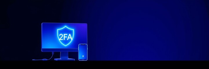 2FA Shield Concept – Secure Access Control & Data Protection Background, two-factor authentication, cyber security, 2fa copy space background


