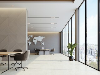 3d modern office interior.3d modern architecture interior. interior of a modern building