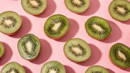Fototapeta premium Flay Lay Photography of Kiwi with Vibrant Background
