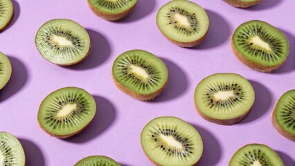 Fototapeta premium Flay Lay Photography of Kiwi with Vibrant Background