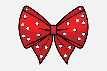 A vibrant red decorative bow with white polka dots, perfect for festive designs, gift decorations, and creative projects.


