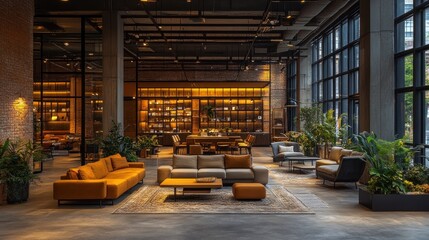 Modern Hotel Lobby Interior Design With Comfortable Seating
