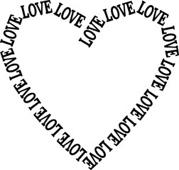 Love heart vector illustration. Valentine's Day typography