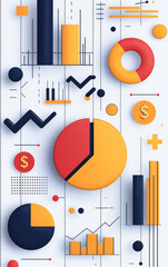 Obraz premium Data Visualization: a visually appealing illustration of diverse charts and graphs, representing business concepts, financial trends, and statistical analysis.
