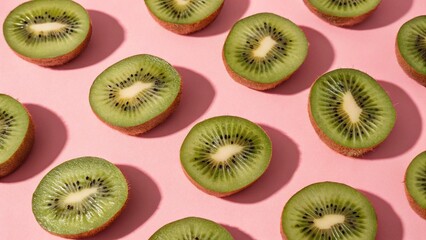 Fototapeta premium Flay Lay Photography of Kiwi with Vibrant Background