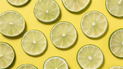 Fototapeta premium Flay Lay Photography of Lime Slices with Vibrant Background