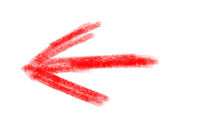 Red Crayon Arrow Left: A hand-drawn red crayon arrow pointing to the left, conveying direction and guidance with a playful, imperfect texture.  