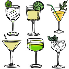 Detailed Cocktail Vector Art Collection for Creative and Professional Use