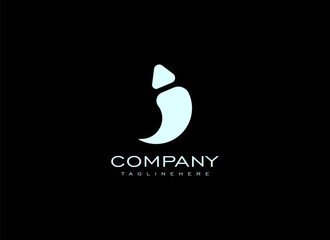 Initial Letter I or J Logo. Geometric Line Shapes Letter I or J Isolated on Dark Background. Suitable For Identity, Business and Branding Logos. Flat Design Vector Template Elements