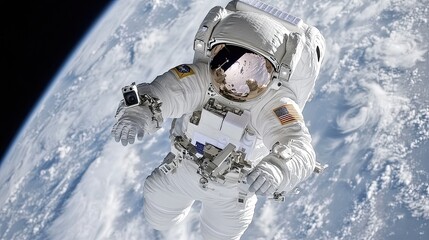 Astronaut floating in space.