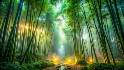 Surreal Bamboo Forest: Dreamlike Green Landscape Photography