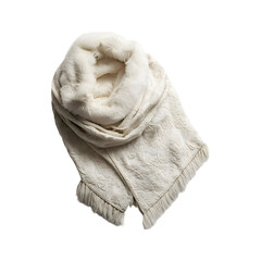 Faux Fur-Lined Shawl in White Isolated on Transparent Background