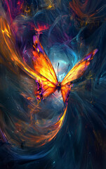 Cosmic Butterfly: A vibrant butterfly takes flight against a backdrop of swirling nebulae, blending the beauty of nature with the wonders of the cosmos.