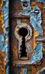 a rusty lock on a rusty door