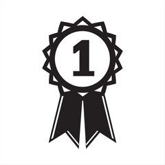 first place award Ribbon with Number one isolated Vector Graphic on White Background