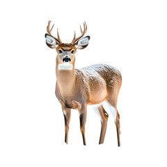 White-tailed Deer in Snowy Forest Isolated on Transparent Background