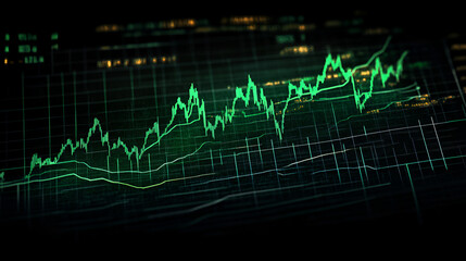 Stock Trading Graph with Data Visualization in Bright Green Tones

