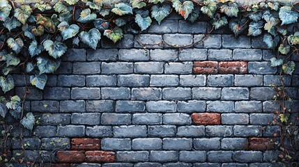 Wall with vines growing on it, background with texture and contrast for use as a backdrop