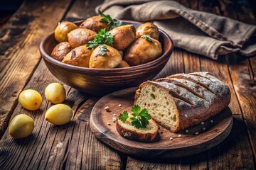 Simple Communist Meal: Shared Plate of Bread and Potatoes