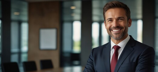 Obraz premium A corporate businessman in a modern boardroom