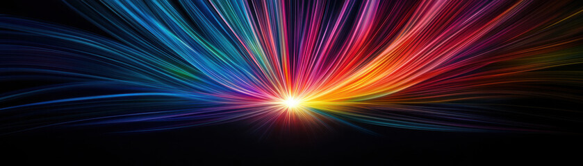 Fototapeta premium Abstract colorful light rays radiating from a central point, creating a vibrant effect.