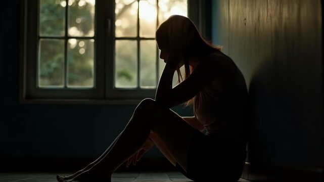 Women feeling lonely and sad, psychological and mental troubles, suffering from bad relationship or break up, Depression, Violence against women