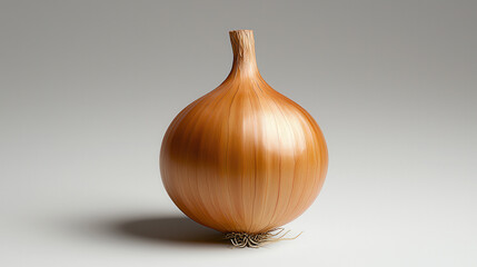 medium sized yellow orange onion with smooth surface and roots, perfect for culinary use and food photography. Its vibrant color adds freshness to any dish