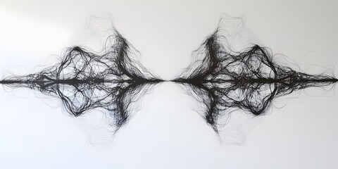 Fototapeta premium Abstract black line artwork resembling sound waves or neural connections.
