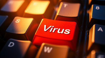 Computer Virus and Malware Alert: Cybersecurity Threat, antivirus protection, computer security, cybercrime prevention, online safety, digital threats, hacking warning, cybersecurity awareness.