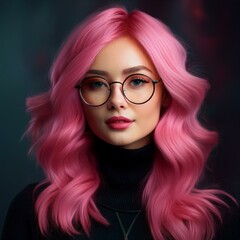 Fototapeta premium Hübsche junge Frau mit pinkem Haar