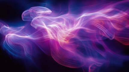 Fototapeta premium Abstract purple and pink light trails on dark background to evoke creativity
