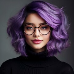 Obraz premium Junge Frau mit lila Haar