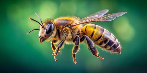Stunning Bee in Flight: Minimalist Rotational Poses, Isolated Background