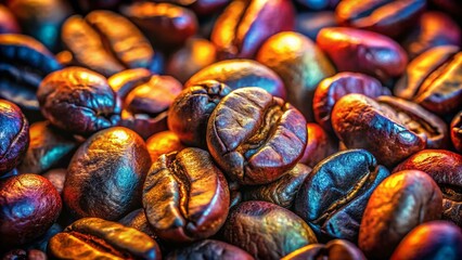Surreal Macro Photography: Roasted Coffee Beans - Aromatic, Dark, and Textured