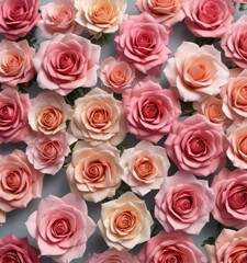 Naklejka premium Beautiful arrangement of paper roses in a gradient pattern, arrangement, bouquet