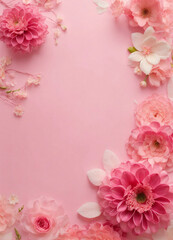 pink flowers on a wooden background