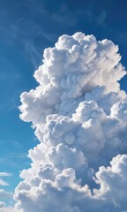 Naklejka premium Big puffy white cloud in bright blue clear sky, air, heavens
