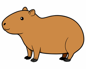 Fototapeta premium cappybara black outline, vector illustration, white background
