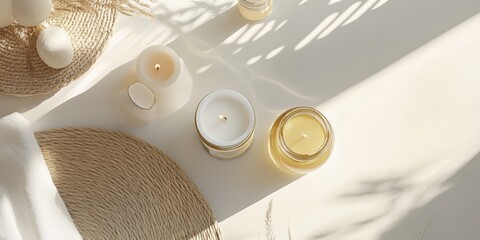 Serene Candlelit Ambiance: Embrace Tranquility with Warmth and Natural Beauty