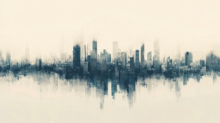 Fototapeta premium Abstract cityscape divided by a line of clear air and smog, highlighting pollution contrast, [air quality awareness], [haze concept].