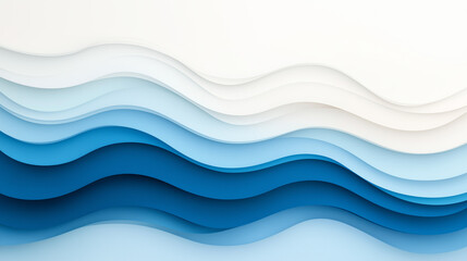 Naklejka premium Serene Blue Waves: Abstract paper cut art depicting layers of calming blue waves, creating a sense of depth and tranquility. The design evokes feelings of peace and serenity.
