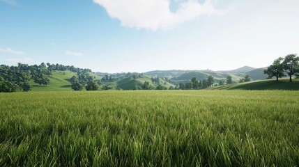 Fototapeta premium Sunny Grassland with Rolling Hills
