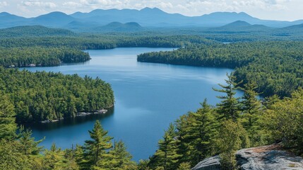 Serene Adirondack Lake and Mountain Vista