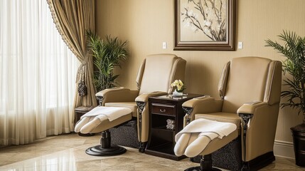 Elegant Spa Room Featuring Two Plush Recliners