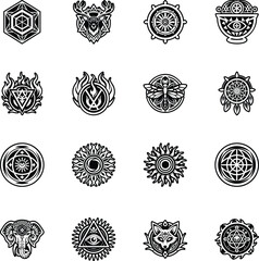 Set of 16 Mystic Glyph Style Symbols

