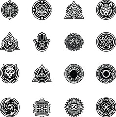 Trendy Glyph Icons Depicting Esoteric Motifs

