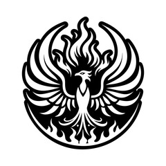 Fire phoenix symbol icon in glyph style