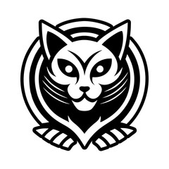 Phantom cat tattoo icon, glyph style