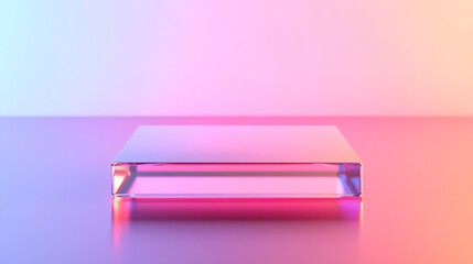 Glowing Microchip on Futuristic Gradient Background Symbolizing Advanced Computing