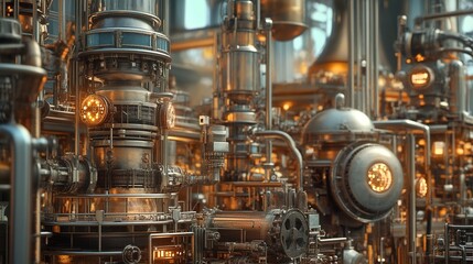 Fototapeta premium A factory full of different types of industrial machinery, all in motion.